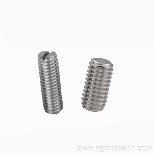 Stainless steel Slotted set screws with flat point